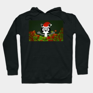 Holiday Trash Panda Surrounded By Gifts Hoodie